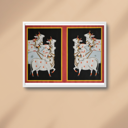 Cows on Black Background Side Painting