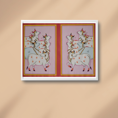 Cows Pink Baclground Side Painting