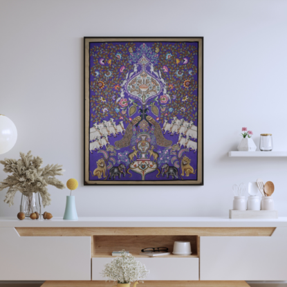 Kalamkari With Purple Background
