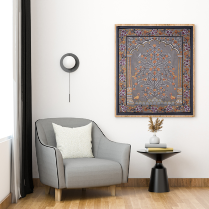 Kalamkari With Gray Background