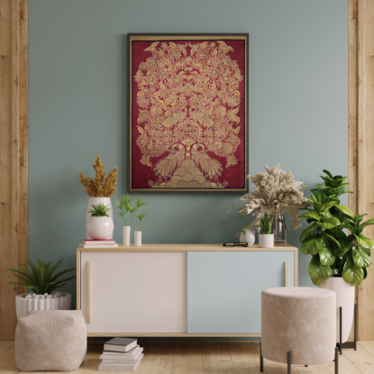 Tree of Life Kalamkari with Red background
