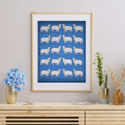 Cows Pattern In Blue Background