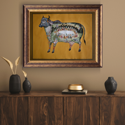 Kamdhenu Cow with Krishna Leela