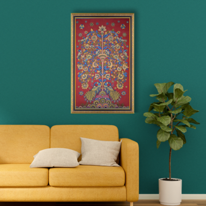 Kalamkari With Red Background