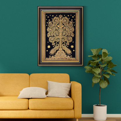 Tree of Life Kalamkari Black Background